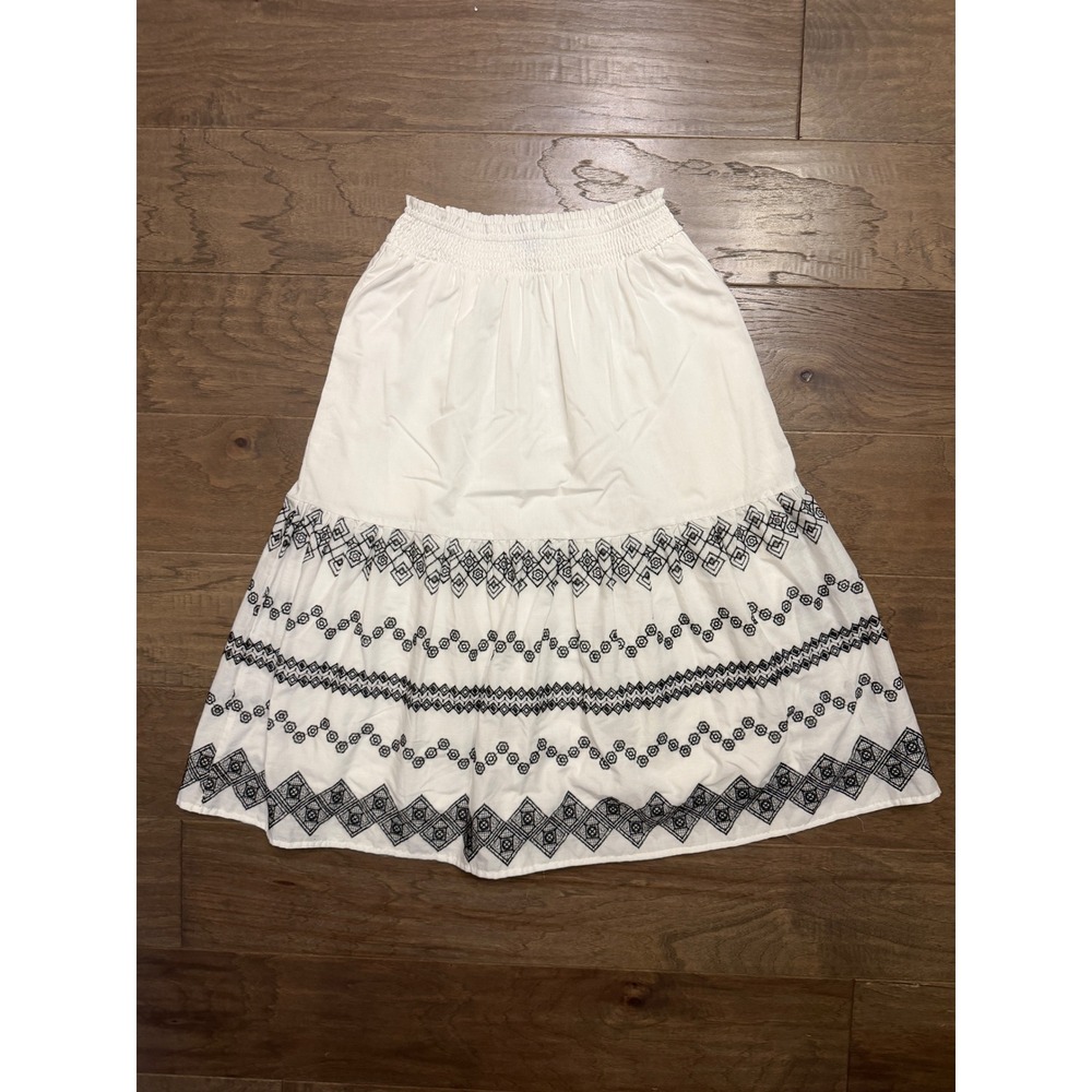 Draper James RSVP Skirt Womens S White Cotton Blend Geometric Embroidered Boho
